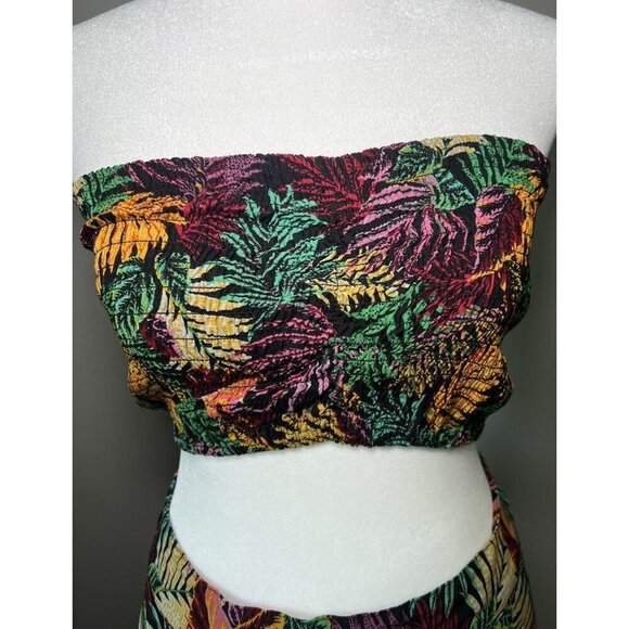 RR Hawaii Beachwear Tropical Tube Top Wide Leg Open Pant Set Size S/M Vacation - Picture 2 of 11